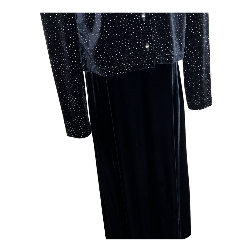 Black Velour Matching Set  Ronnie Nicole Maxi Dress and Jacket 80’s VTG Trophy - Picture 4 of 16